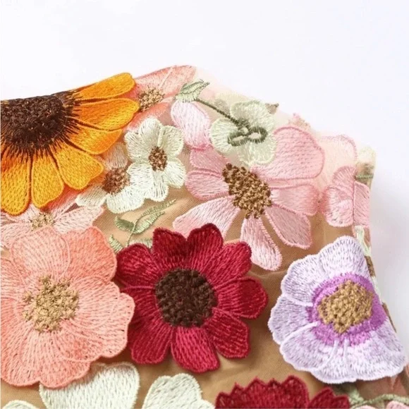 Embroidered Flowers Bell Skirt Mini Dress, Designed With Luxury in Mind… - Picture 8 of 17